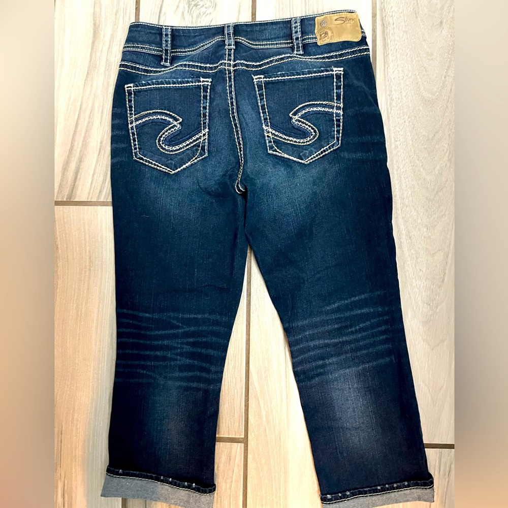 Silver crop jeans